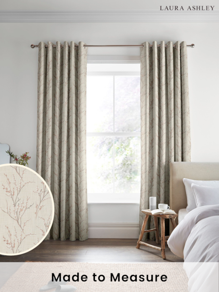 Laura Ashley Blush Pink Pussy Willow Embroidered Made To Measure Curtains (M71547) | £119