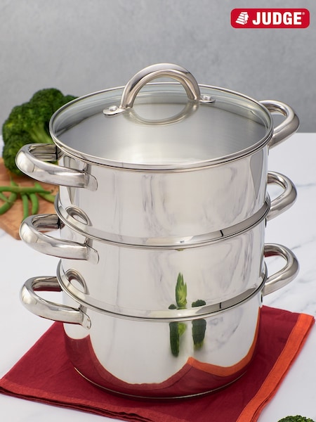 Judge Silver Steamers 3 Tier Steamer Set 20cm (M71761) | £60