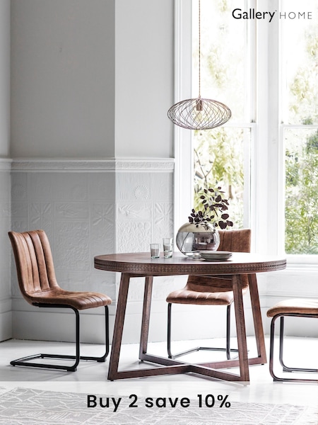 Gallery Home Brown Norfolk Round 4 Seater Dining Table (M72777) | £545