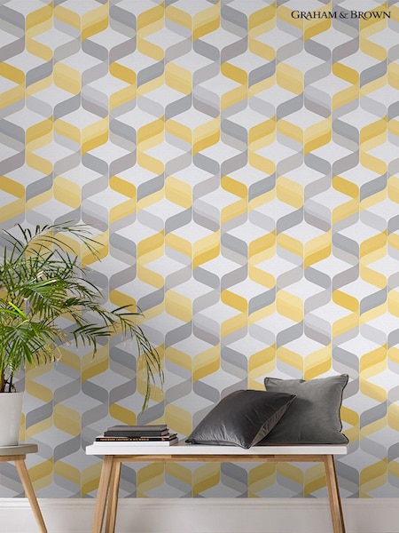 Graham & Brown Yellow Retro 10M Wallpaper (M73978) | £65