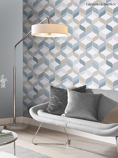 Graham & Brown Blue Retro 10M Wallpaper (M73984) | £65