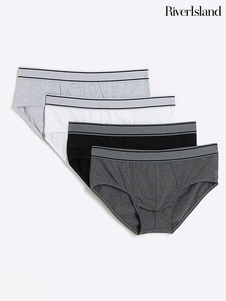 River Island Grey Grey Tonal Split Boxers 4 Pack (M76580) | £25