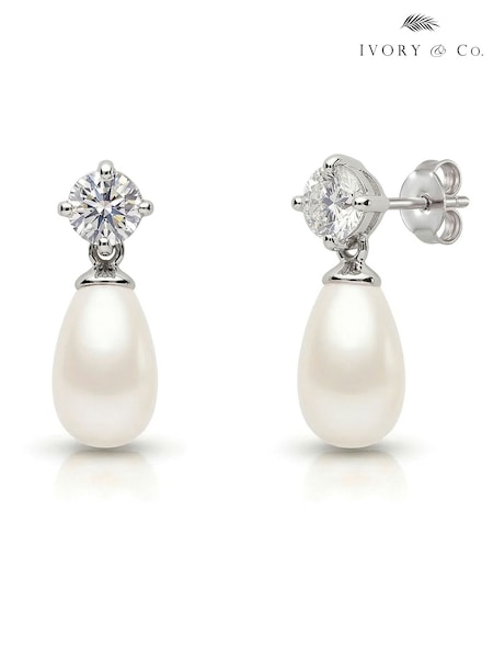 Silver Tone - Ivory & Co Imperial Pearl Earrings