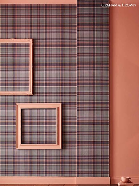Graham & Brown Purple Heritage Plaid 10M Wallpaper (M78224) | £85