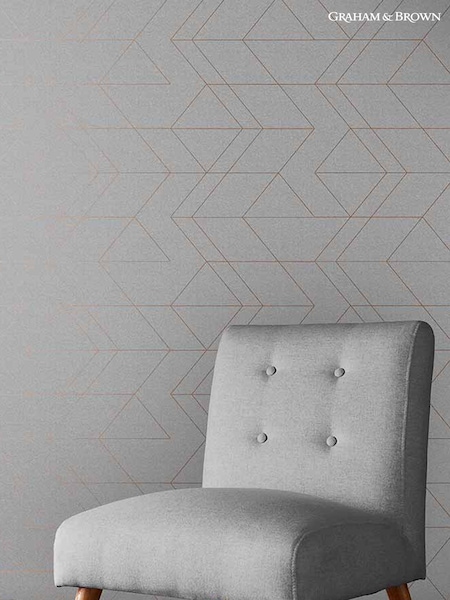 Graham & Brown Grey/Rose Gold Balance Geo 10M Wallpaper (M78227) | £80