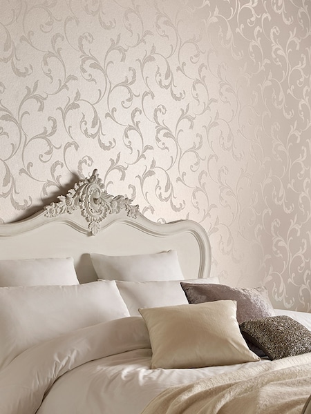 Graham & Brown Pearl White Baroque A4 Wallpaper Sample (M78283) | £1