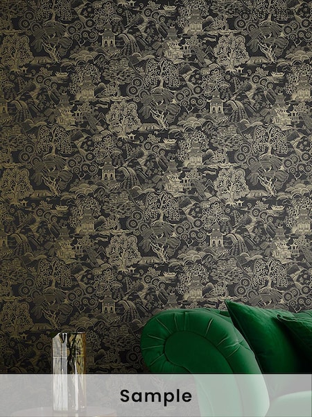 Graham & Brown Black/Gold Basuto Wallpaper Sample (M78303) | £1