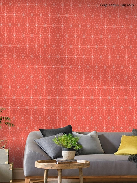 Graham & Brown Orange Prism Geo Wallpaper Sample (M78313) | £1