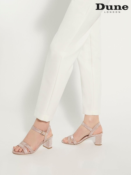 Dune London Gold Wide Fit Merisa Block Heel Sandals (M78722) | £89