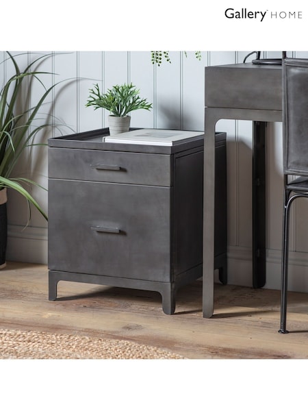 Gallery Home Grey Maddox 2 Drawer Pedestal (M79100) | £290
