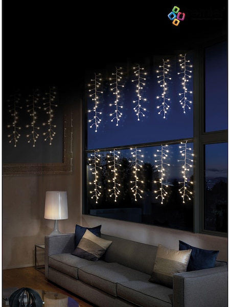 Premier Decorations Ltd White Christmas Frosted Cluster Curtain With Digital Effects (M79945) | £35