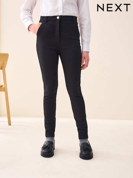 Black Senior Gold Snap High Waisted Skinny Stretch School Trousers (9-17yrs) (M82159) | £10 - £16
