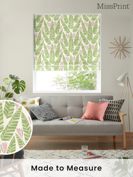 MissPrint Green 100% Cotton Jungle Palm Made to Measure Roman Blind (M86254) | £79