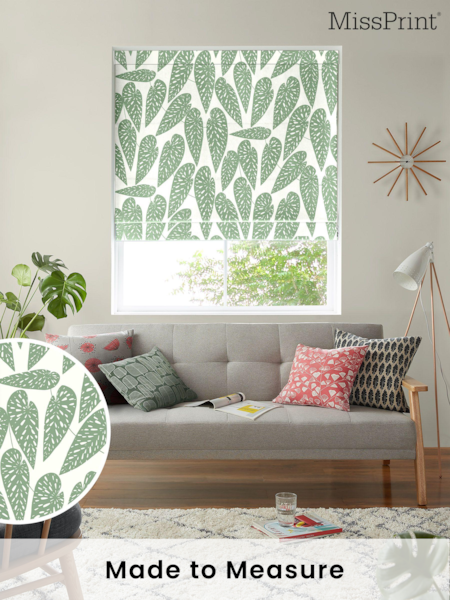 MissPrint Green 100% Cotton Tropics Foliage Made to Measure Roman Blind (M86256) | £79