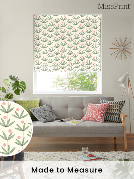 MissPrint Cream 100% Cotton Palm Tree Glades Made to Measure Roman Blind (M86258) | £79