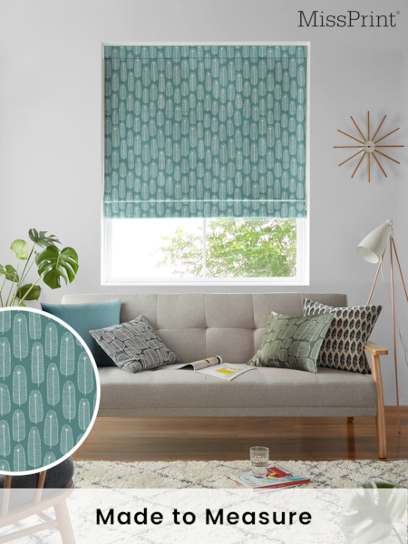 MissPrint Blue 100% Cotton Bloom Made to Measure Roman Blind (M86268) | £79