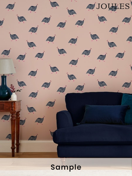 Joules Blush Pink Guinea Fowl Wallpaper Sample (M86894) | £1
