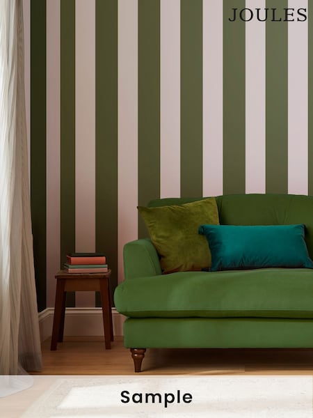 Joules Olive Green Harborough Stripe Wallpaper Sample (M86928) | £1