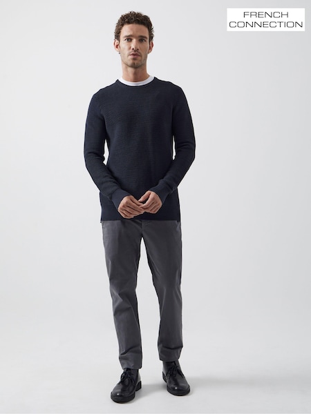 French Connection Blue Shadow Ottoman 100% Cotton Crew Neck Jumper (M87736) | £30