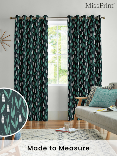 MissPrint Night Flower 100% Cotton Snow Drops Made to Measure Curtains (M87785) | £91