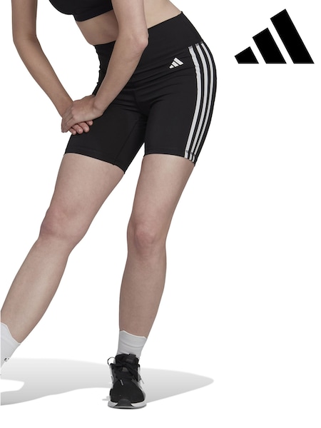 adidas Black Training Essentials 3 Stripes High Waisted Short Leggings (M87798) | £33