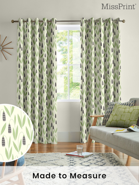 MissPrint Forest Shade 100% Cotton Snow Drops Made to Measure Curtains (M87812) | £91