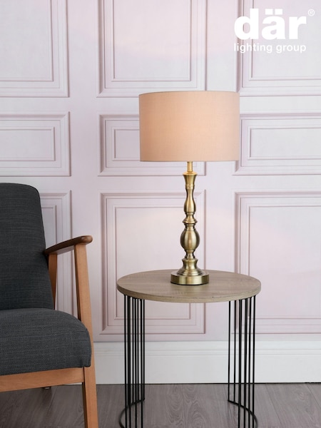 Dar Lighting Brass Alicante Ball Table Lamp Antique Brass With Shade (M87991) | £59
