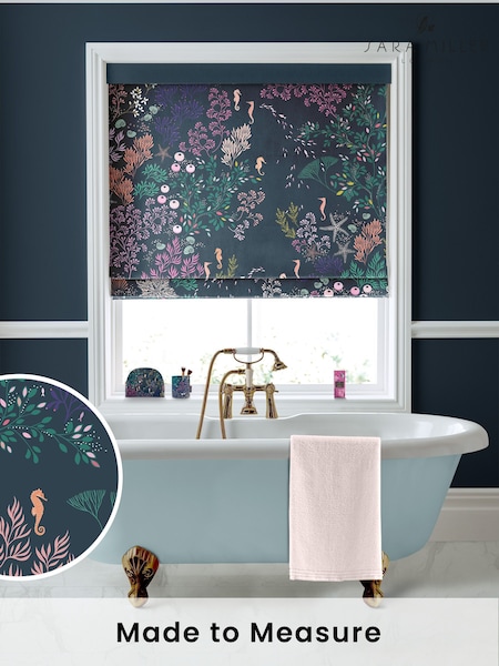 Sara Miller Navy 100% Cotton Underwater Made to Measure Roman Blind (M88407) | £79
