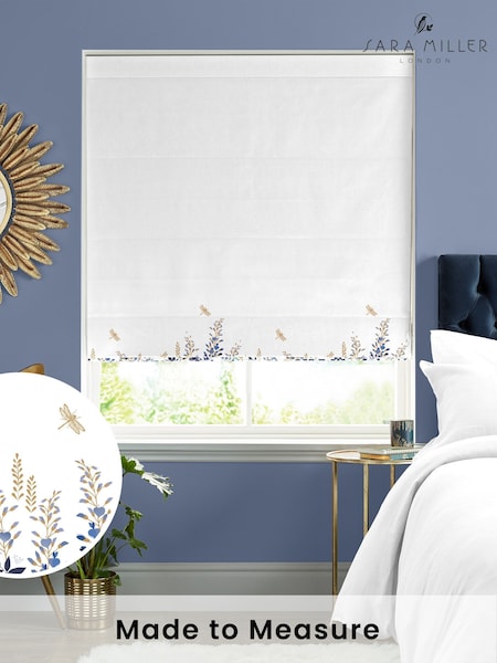 Sara Miller White 100% Cotton Wisteria Made to Measure Roman Blind (M88553) | £79