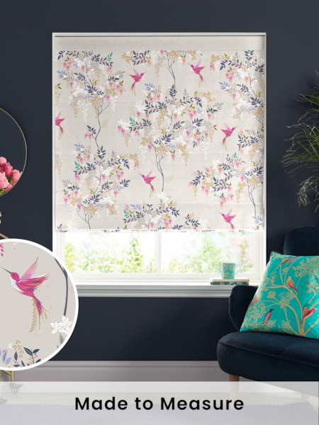 Sara Miller Oyster 100% Cotton Hummingbird Made to Measure Roman Blind (M88583) | £79