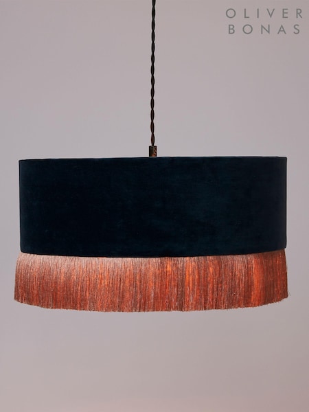 Oliver Bonas Dark Blue Large Ero Velvet Pendant Lamp Shade (M91791) | £65