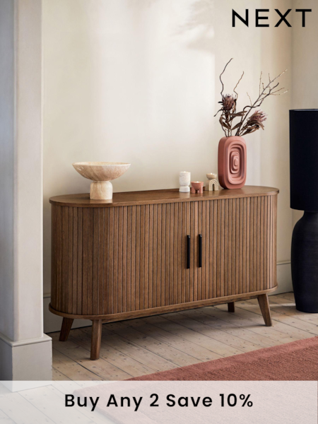 Dark Natural Hyde Tambour Door Sideboard (M91805) | £450