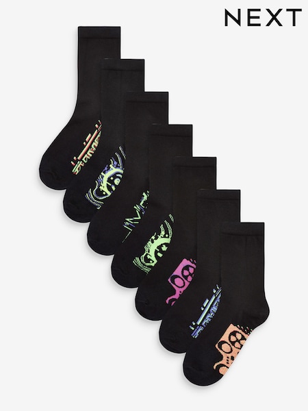 Black Cotton Rich Socks 7 Pack (M91940) | £9.50 - £11.50