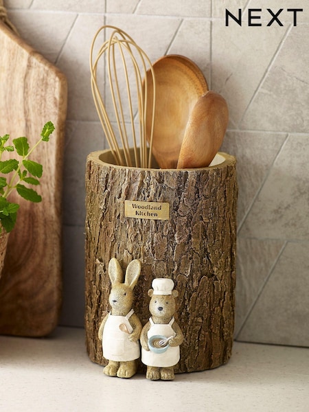 Natural Bertie Bear and Rosie Rabbit Utensil Pot (M92170) | £26