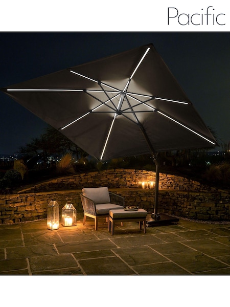 Pacific Grey Garden Glow Challenger T2 3m Square Anthracite Parasol (M93056) | £650