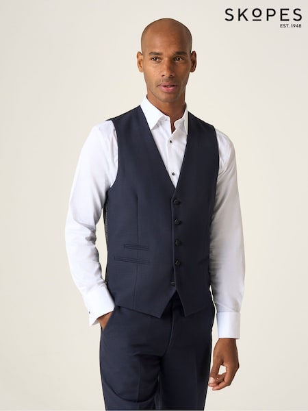 Skopes Blue Newman Check Tailored Fit Suit Waistcoat (M93065) | £55