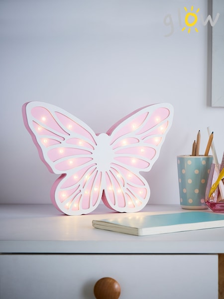 glow White Wooden Butterfly Table Light (M93347) | £14