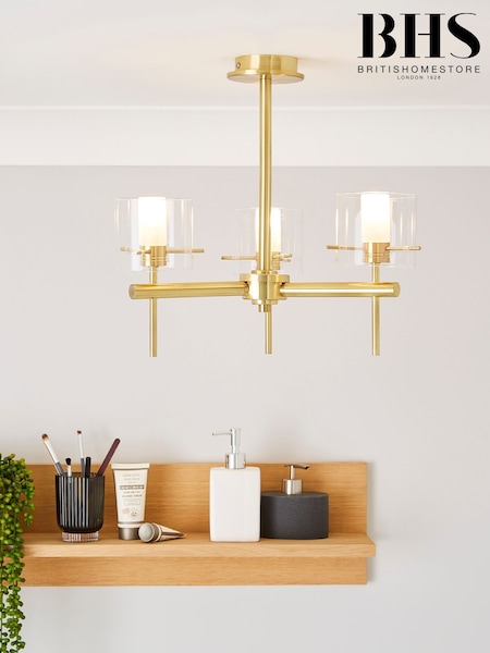 BHS Brass Gene 3 Light Cylinder Bathroom Ceiling Light (M94248) | £100