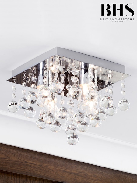 Chrome BHS Orlando Bathroom Square Flush Ceiling Light (M94255) | £70