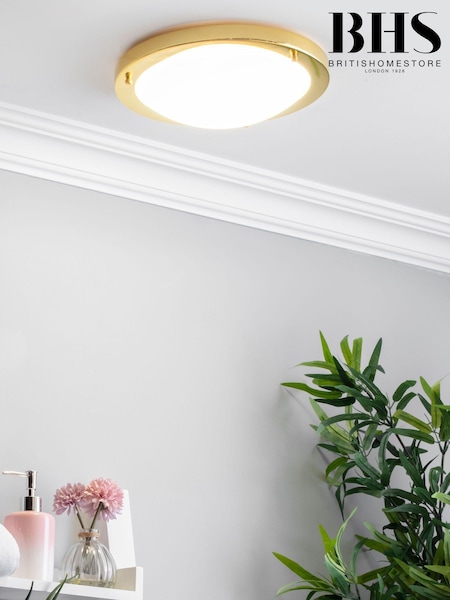 BHS Brass Delphi Large Flush Bathroom Ceiling Light (M94320) | £40