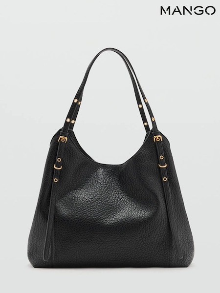 Black - Mango Slouchy Shoulder Bag With Gold Hardwear