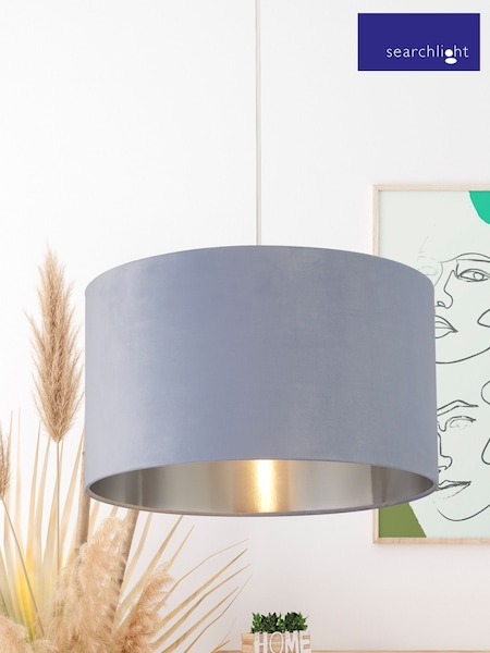 Searchlight Blue Josie Velvet Silver Inner Easy Fit Shade (M94921) | £37
