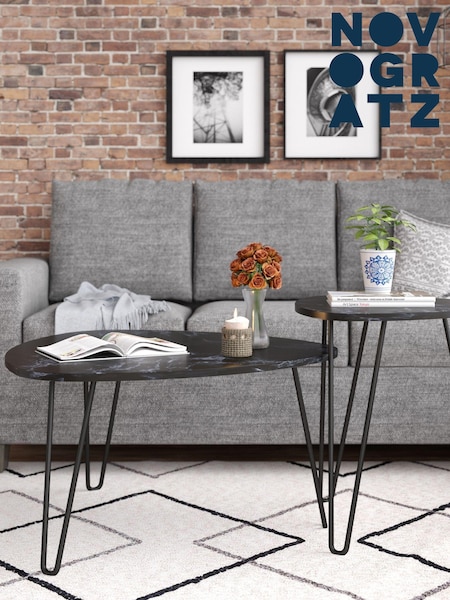 Novogratz Black Athena Marble Nest of 2 Tables (M95908) | £120