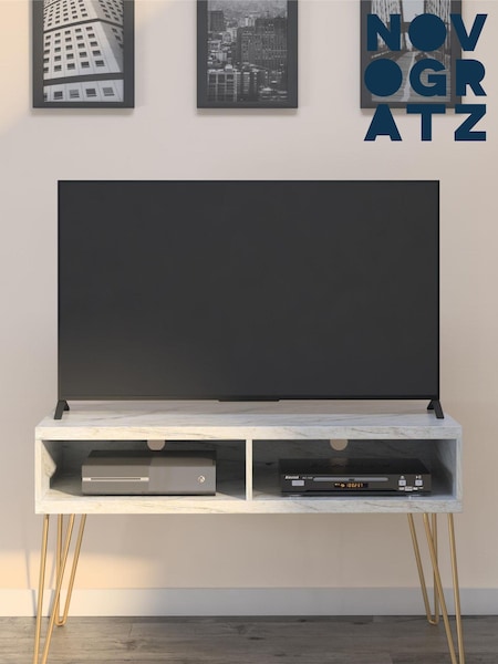 Novogratz White Athena Marble TV Stand 42in (M95914) | £125