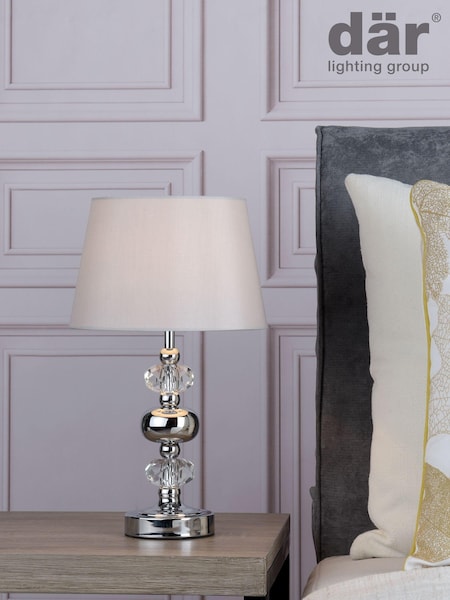 Dar Lighting Grey Monroe Touch Table Lamp With Shade (M96046) | £44