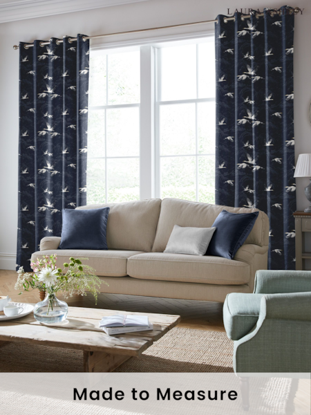 Laura Ashley Blue Animalia Made To Measure Curtains (M96751) | £91