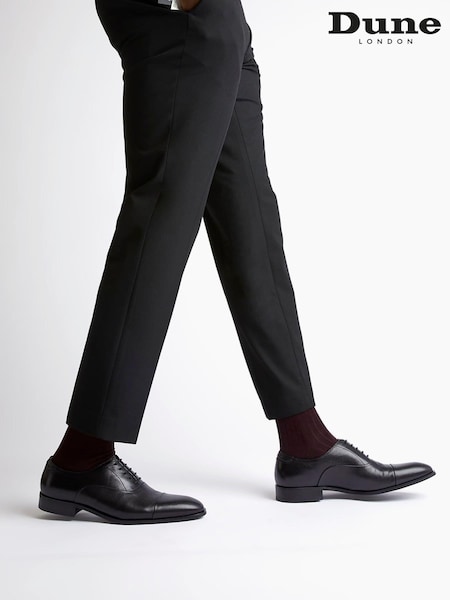 Dune London Black Standard Fit Secrecy Oxford Toe Cap Lace-Up Shoes (M98239) | £119