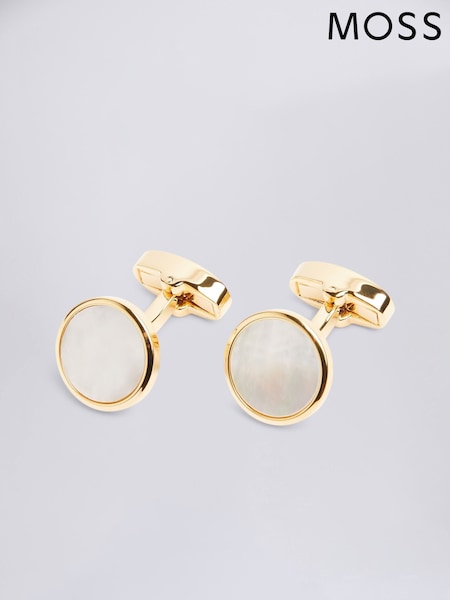 MOSS Gold Tone Mother of Pearl Cufflinks (MC2656) | £30