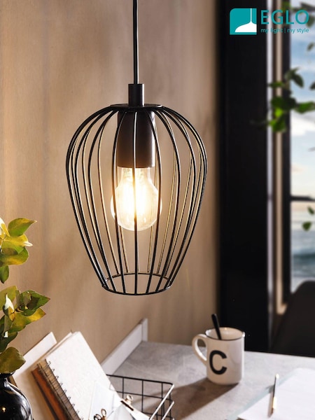 Eglo Black Newtown Caged Ceiling Light Pendant (MX2055) | £36