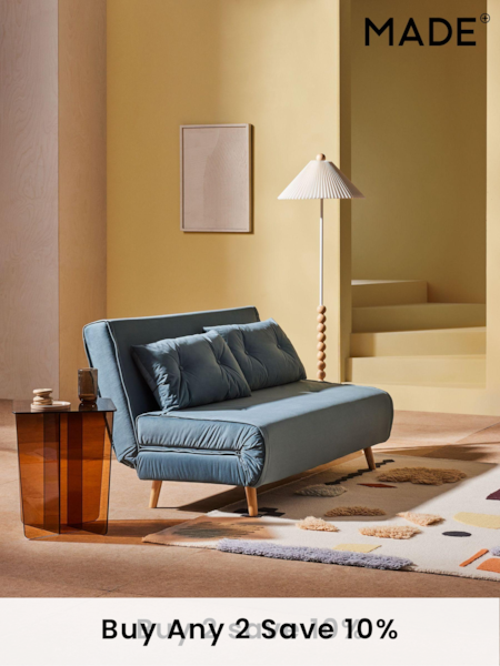 MADE.COM Smooth Velvet Sherbert Blue Haru 2 Seater Sofa Bed (N00104) | £450